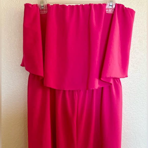 Angashion Women’s Jumpsuit- Sleeveless Ruffle Wide Leg Hot Pink - Medium - Picture 4 of 8